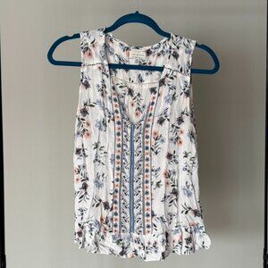 Lucky Brand White Sleeveless V-Neck Tank